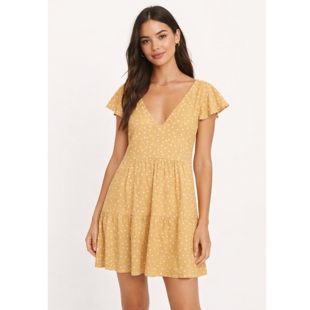 Abercrombie & Fitch Yellow Polka Dot Mini Dress XL NWT Summer Babydoll